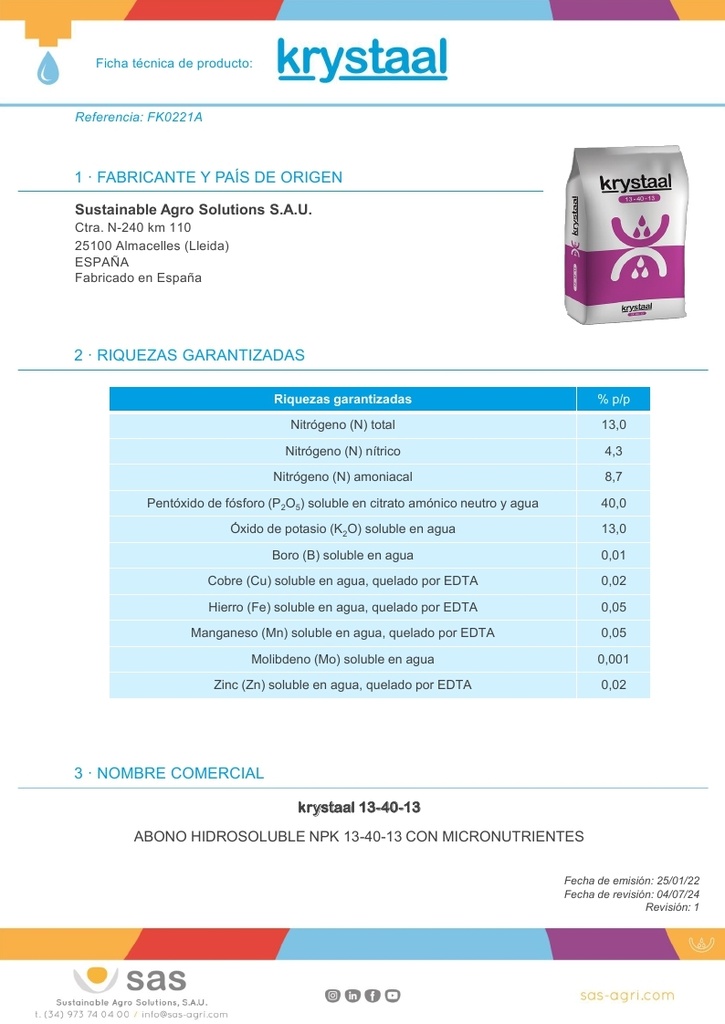 krystaal violeta 13-40-13 x25KG