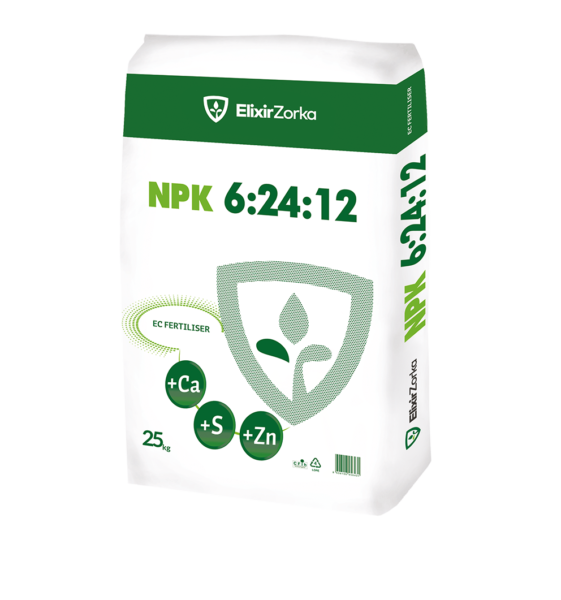 Elixir NPK 6-24-12 +Ca 2% + S 5% + Zn 0.05% MONOGRAMO X25KG